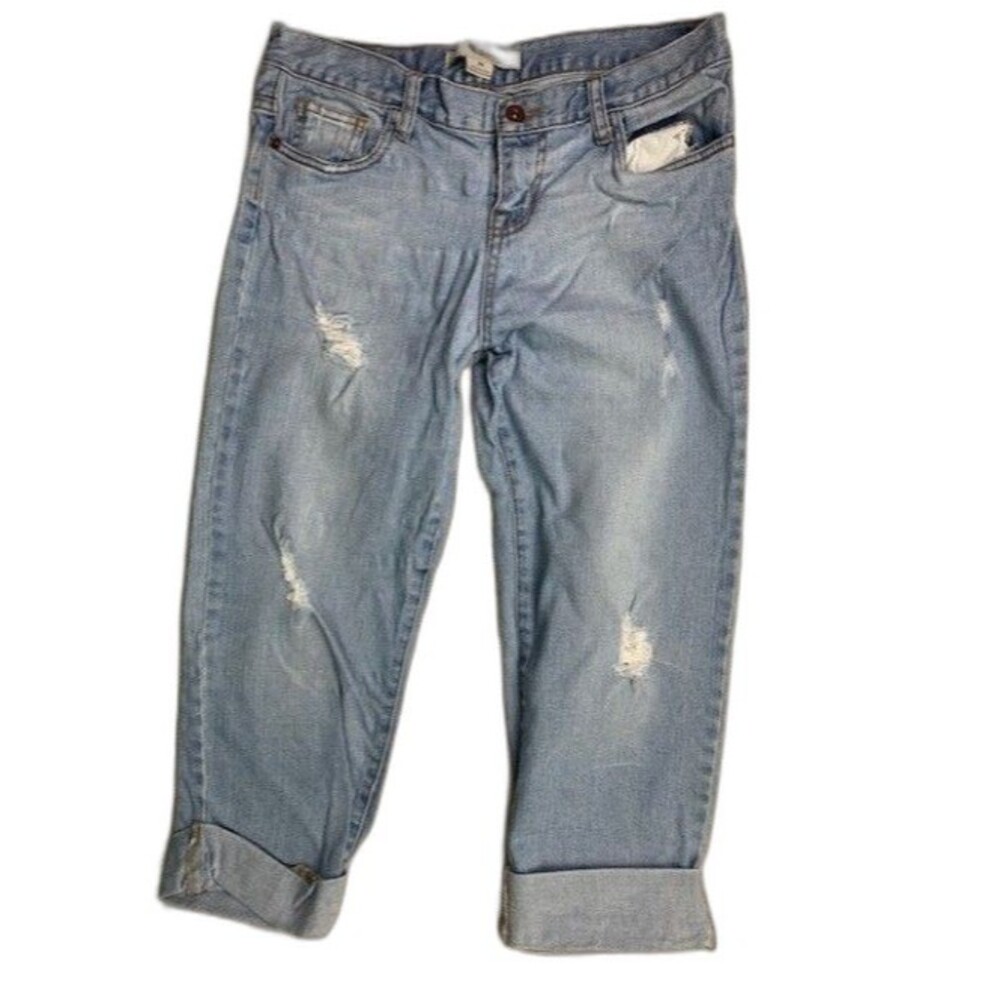 XXI Size 24 Womens Jeans Crop Capri Light Wash Stretch Low Rise Distress